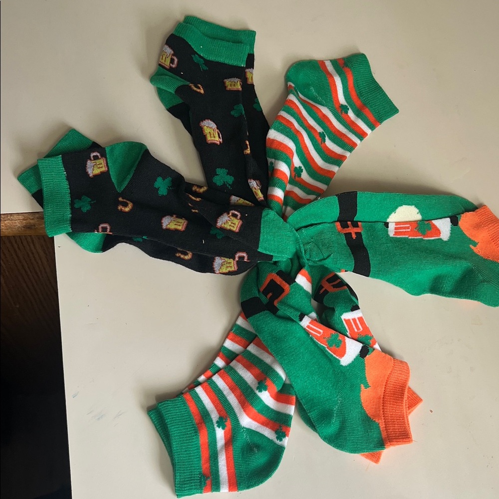 St. Patrick's Day Green & Orange No-Show Socks - 6 Pack
